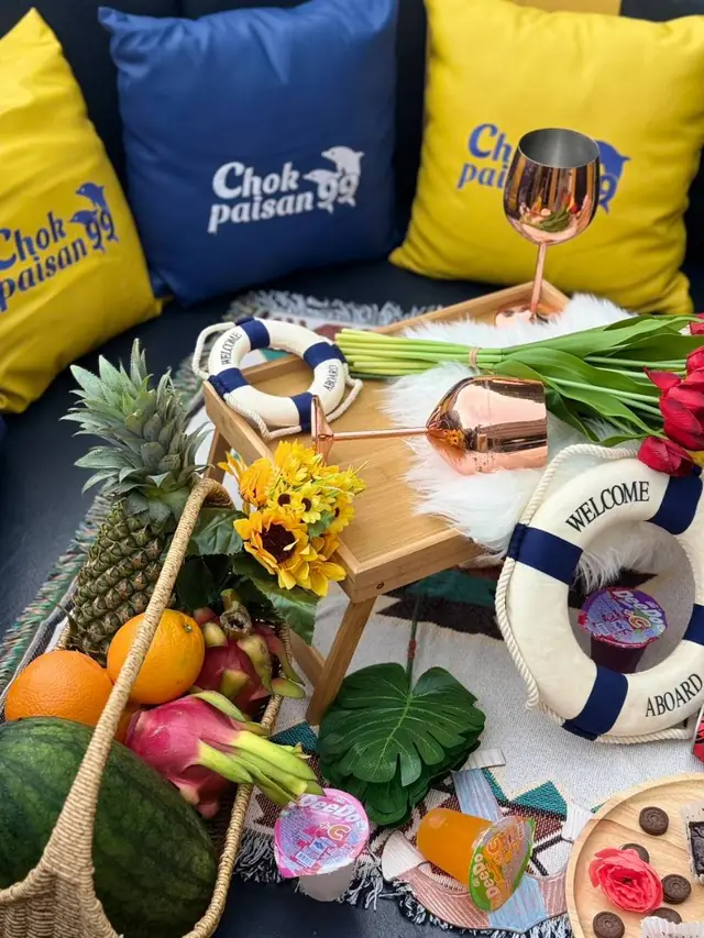 Fruit table on the luxury speedboat