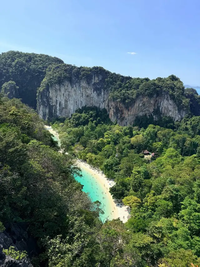 View from the Hong Island viewpoint over the beach and green water
